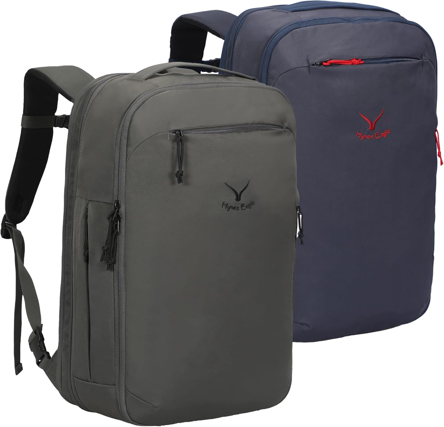 Hynes Eagle TSA Friendly Travel Backpack for Men Women, 40L Carry On, Flight Approved, Laptop Backpack for 17 inches, Compressible Weekender Bag, Overnight Backpack, Dark Grey with Dark Blue