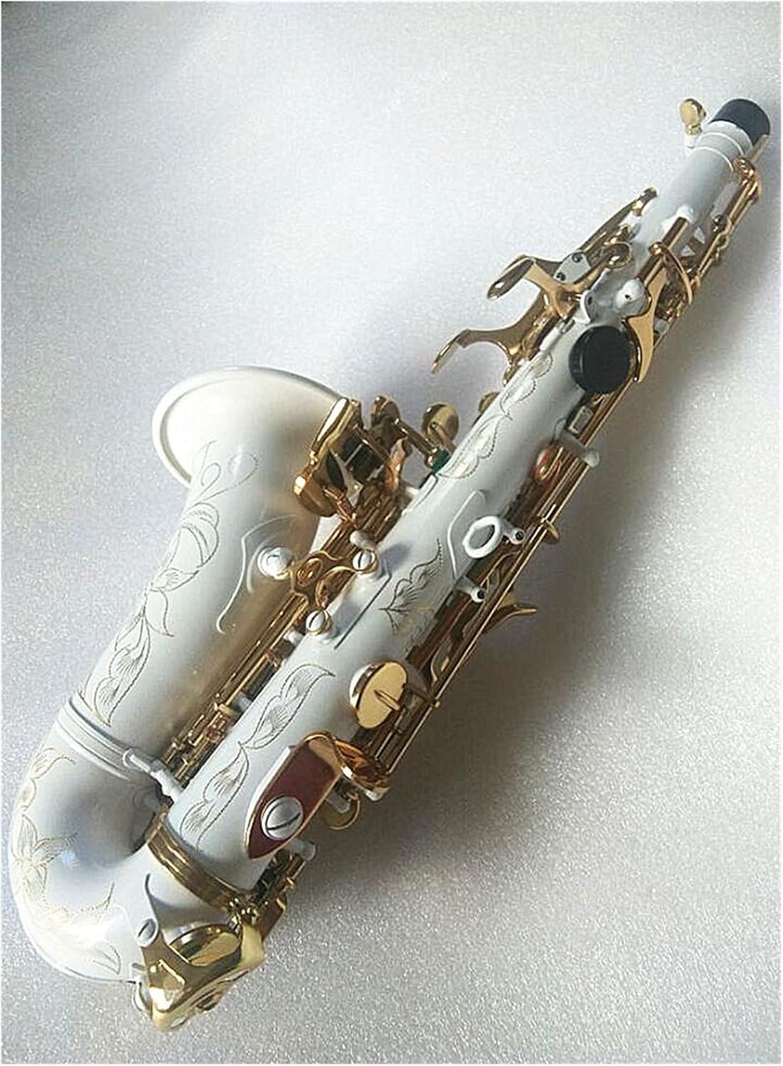 Sax Beginners Kit Brass B White Soprano Saxophone Gold Key Curved Soprano Sax with Hard Cases Complete Fittings Wind Instrument
