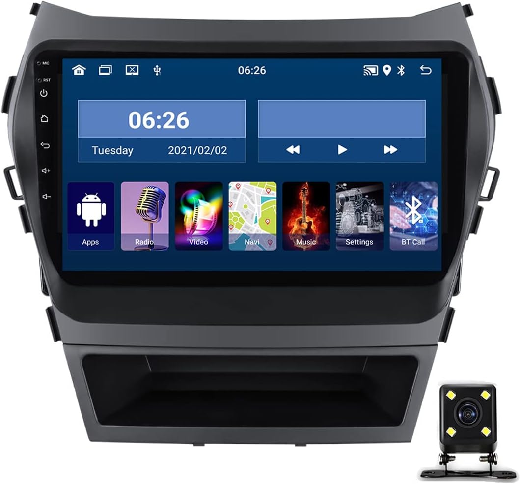 Double Din Car Stereo with Bluetooth 9 Inch Car Audio Receiver Touch Screen Multimedia MP5 Player for Hyundai Santa Fe 3 IX45 2013-2016 with Backup Camera/SWC/USB/FM Car Radio