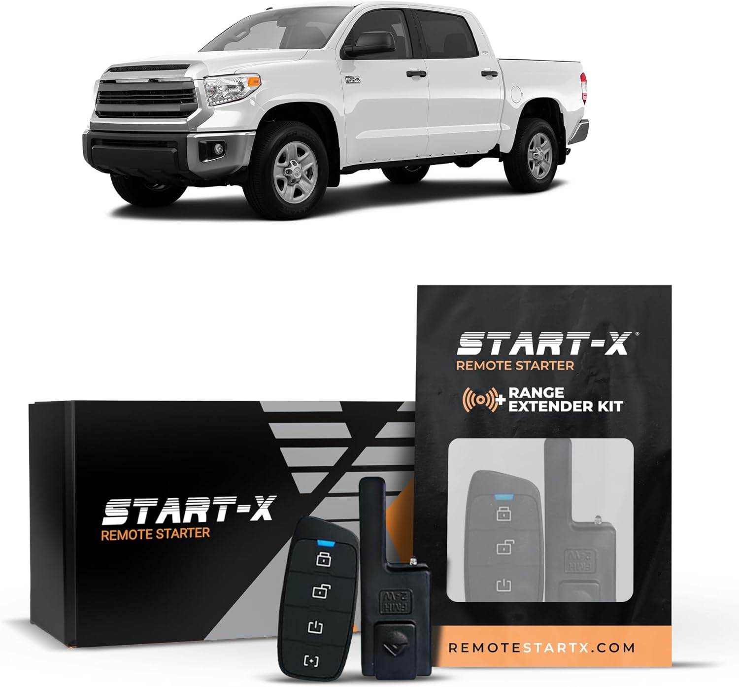 Start-X Remote Starter Kit + 3000ft 2 Way Range Extender for Toyota Tundra (2010, 2011, 2012, 2013, 2014, 2015, 2016, 2017) with G-Key Ignition