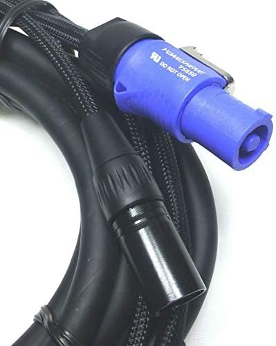 LASE 50 Ft (15.2M) Siamese PowerCon AC & XLR Audio Combo Cable (Powered Speakers