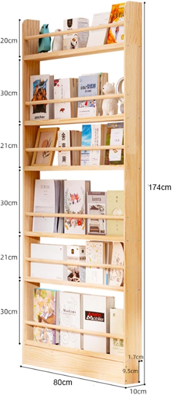 Wall Mount Bookcases Display Racks,Modern Solid Wood Corner Bookshelf, Open Storage Shelves Home Floor Bookcases for Living Room, Kitchen,174cm