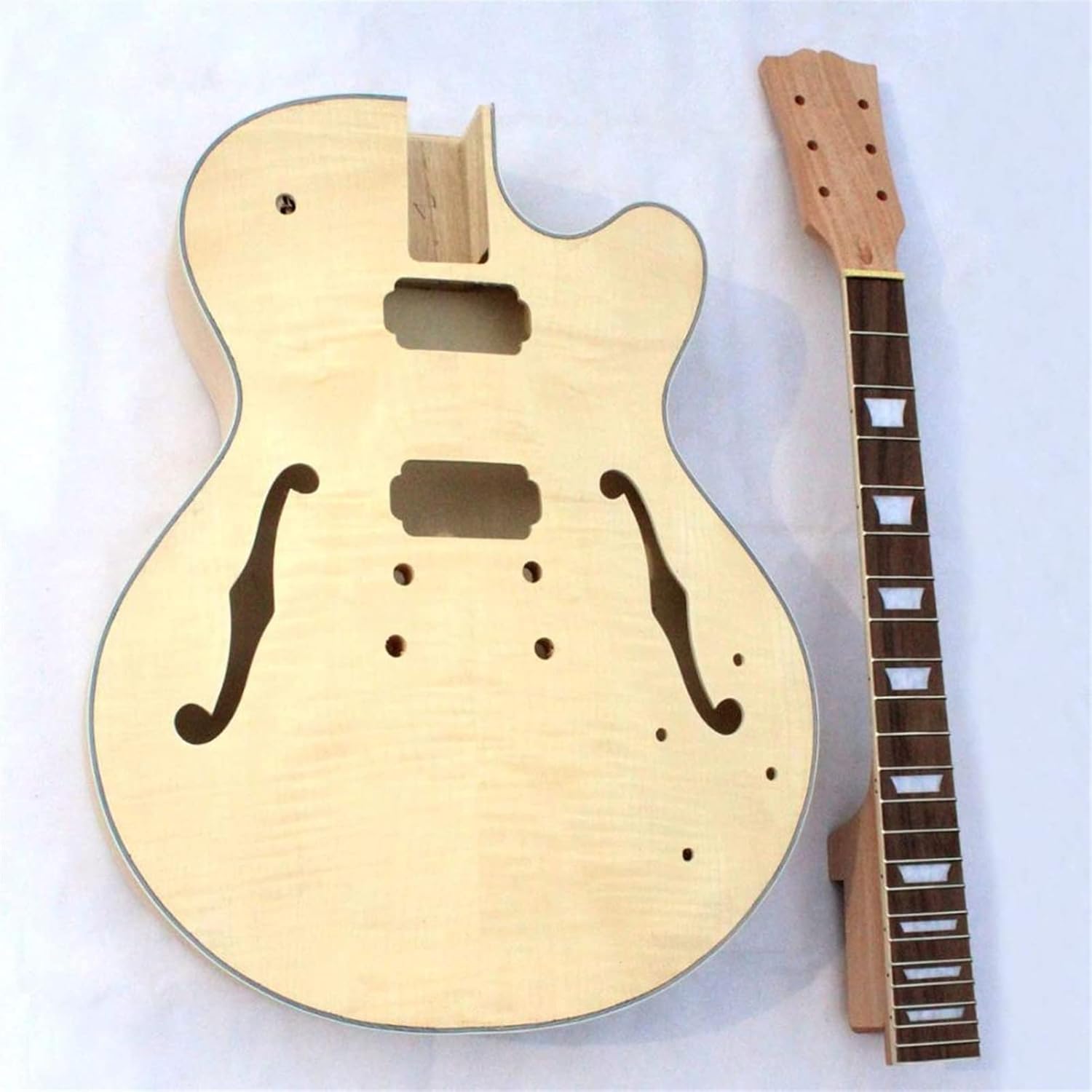 FLFL Half Hollow DIY Electric Guitar Body Kit with All Accessories Unfinished Guitar Kit