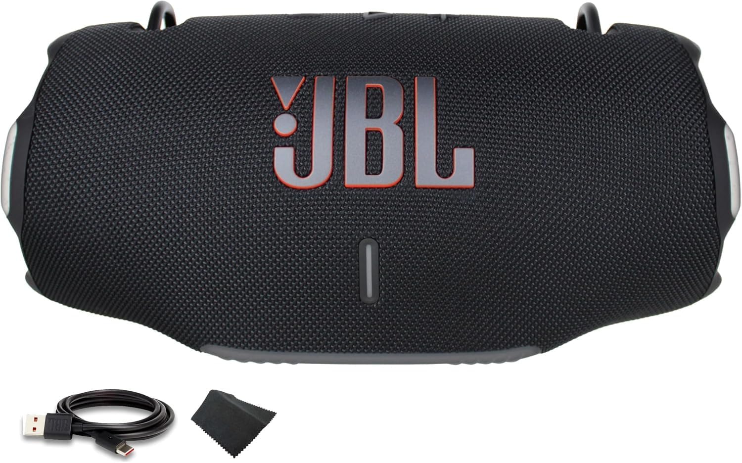 JBL Xtreme 4 Portable Bluetooth Speaker, IP67 Waterproof, 24 Hrs Playtime (Black) (JBLXTREME4BLKAM) + USB-C Cable + Microfiber Cloth