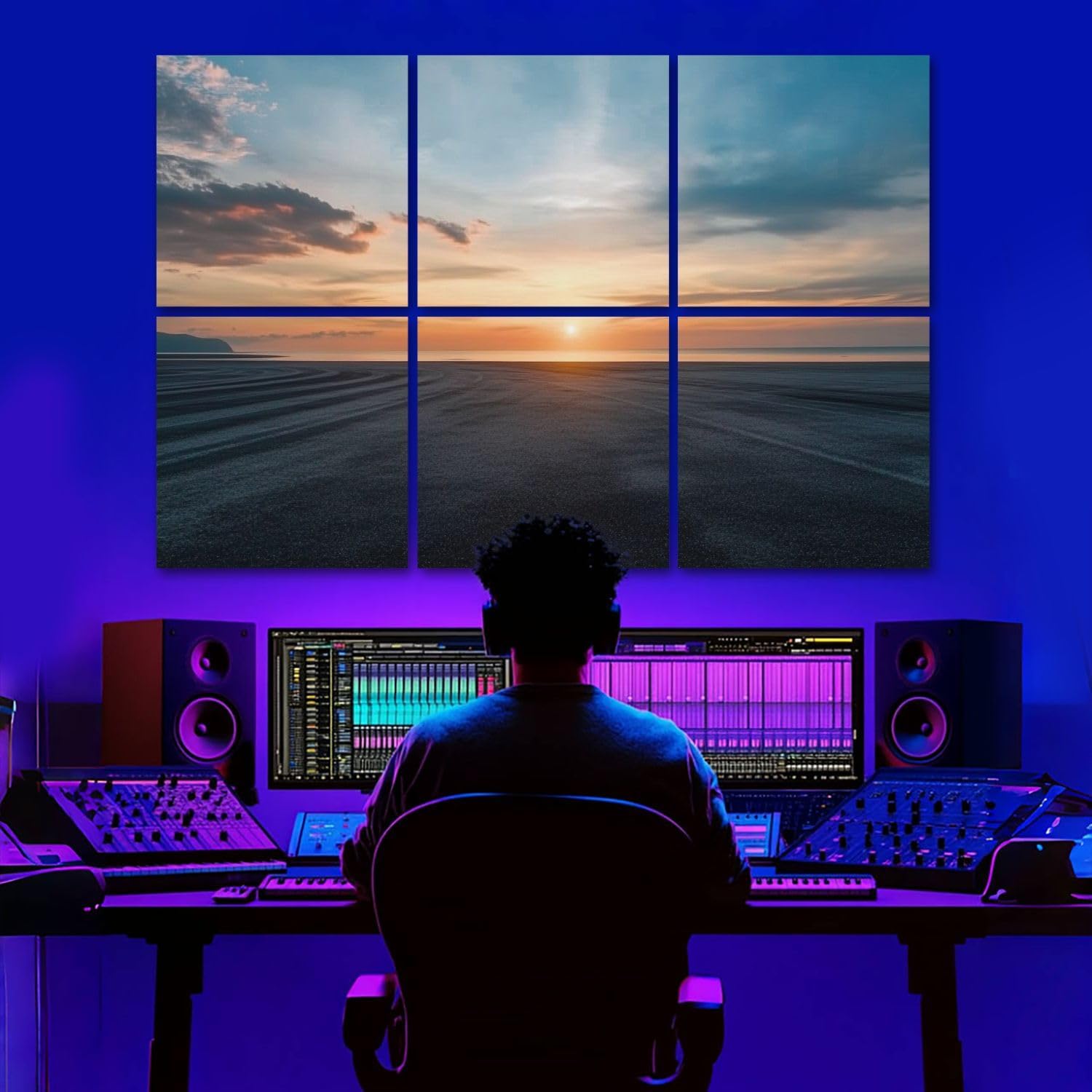 6 Pack Art Acoustic Panels Asphalt road pavement dramatic sky coastline Sound Absorbing Panel 48