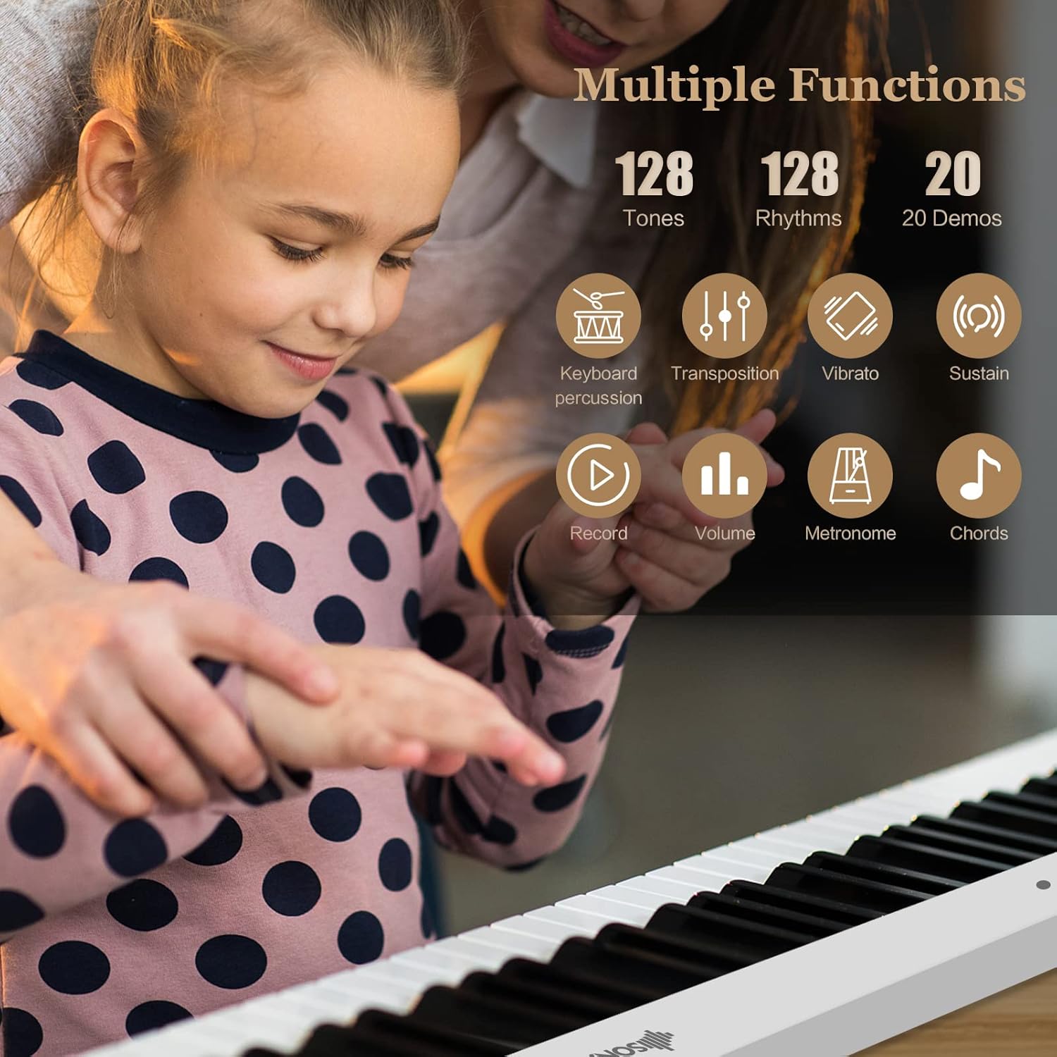 Costzon 88-Key Foldable Digital Piano Keyboard, Full Size Semi-Weighted Keyboard, Portable Electric Piano w/MIDI, Split Function, Sustain Pedal & Carrying Bag for Beginner (White)