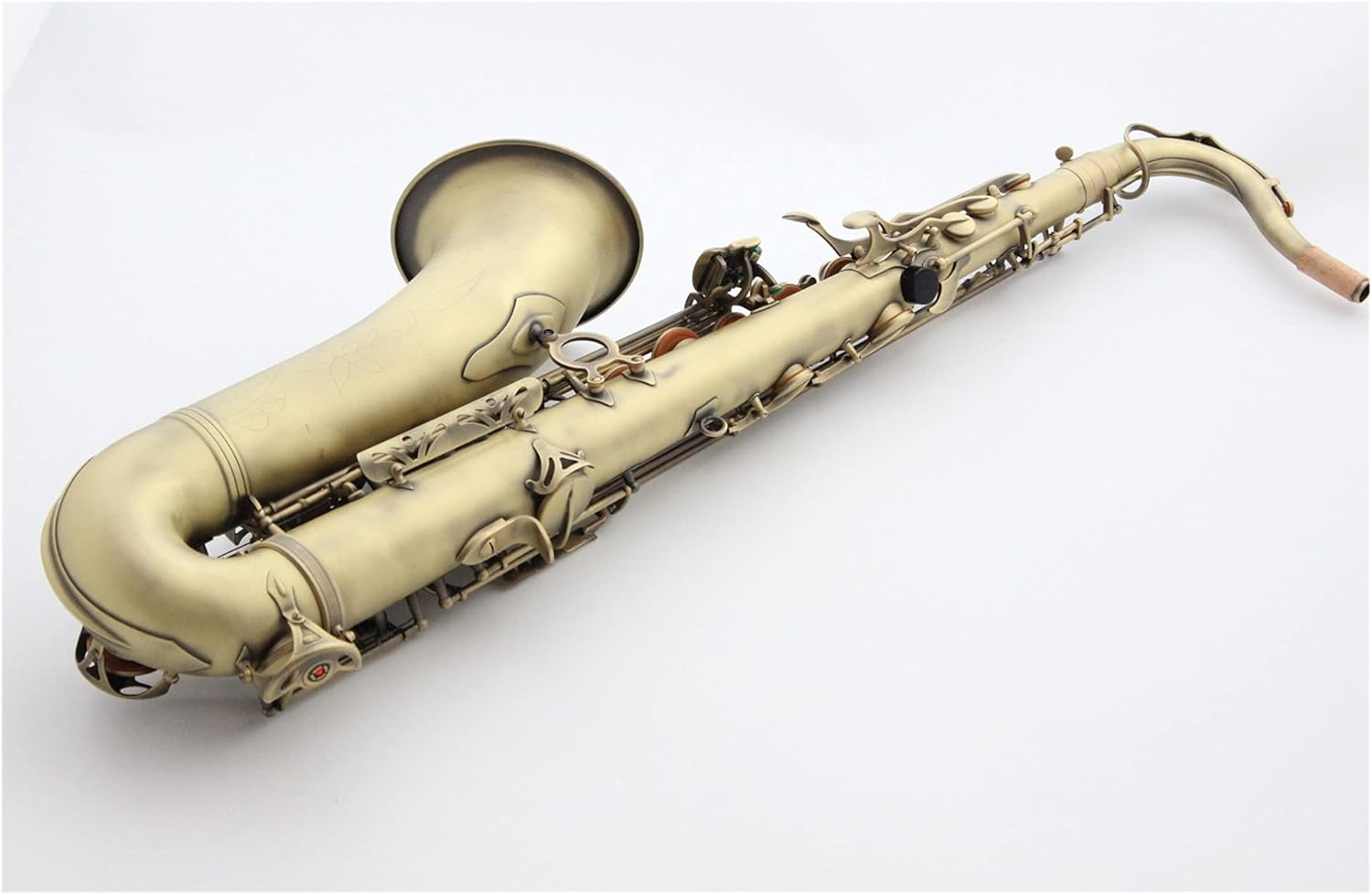 Saxophone Straight Tenor Saxophone Antique Copper B-Flat Tenor Sax Bronze with Case Mouthpiece Reeds Neck Key Type Woodwind Instrument (Color : Bronze)