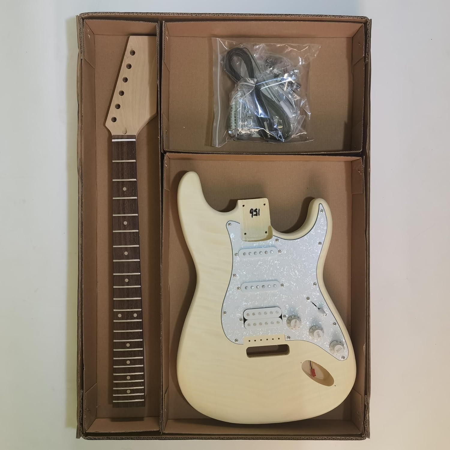 Flame maple pattern ST style semi-finished diy electric guitar kit