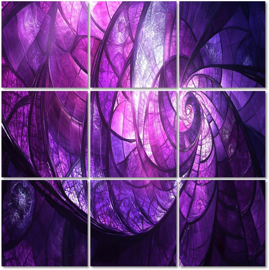 Art Acoustic Panels Self Adhesive Fantastical Landscape Stained Purple Violet 9 Packs Decorative Soundproof Wall Panels Large Sound Absorbing Panels for Home Office 60
