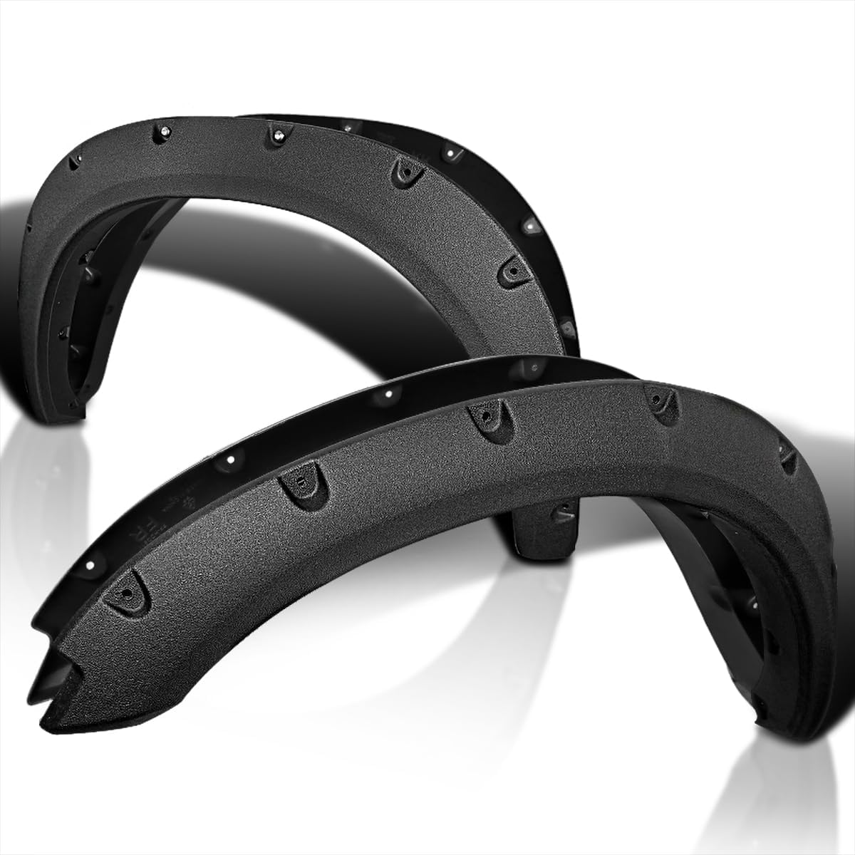 Spec-D Tuning 4PC Front + Rear Rugged Textured Pocket Rivet Bolt On Fender Flares Compatible with 2009-2017 Dodge Ram 1500