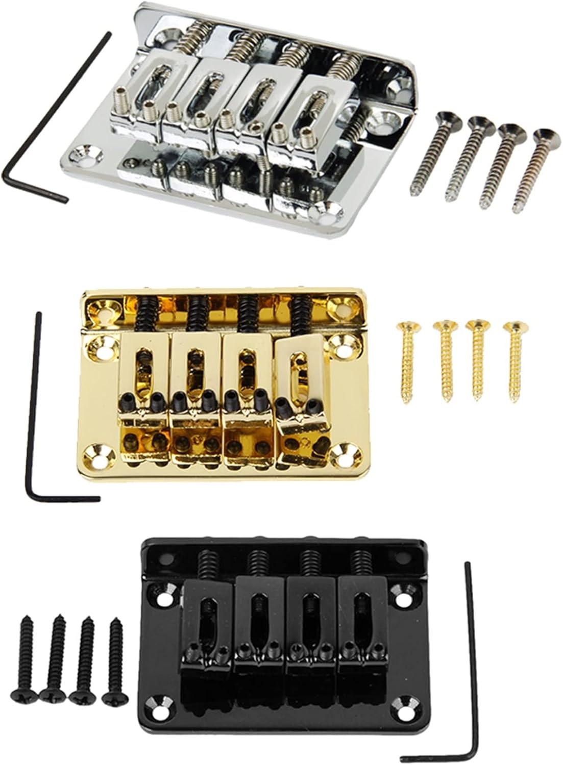 4 String Bridge Set for Electric Bass Guitar Ukulele Instrument Accs 3 Color Electric Guitar Bridge
