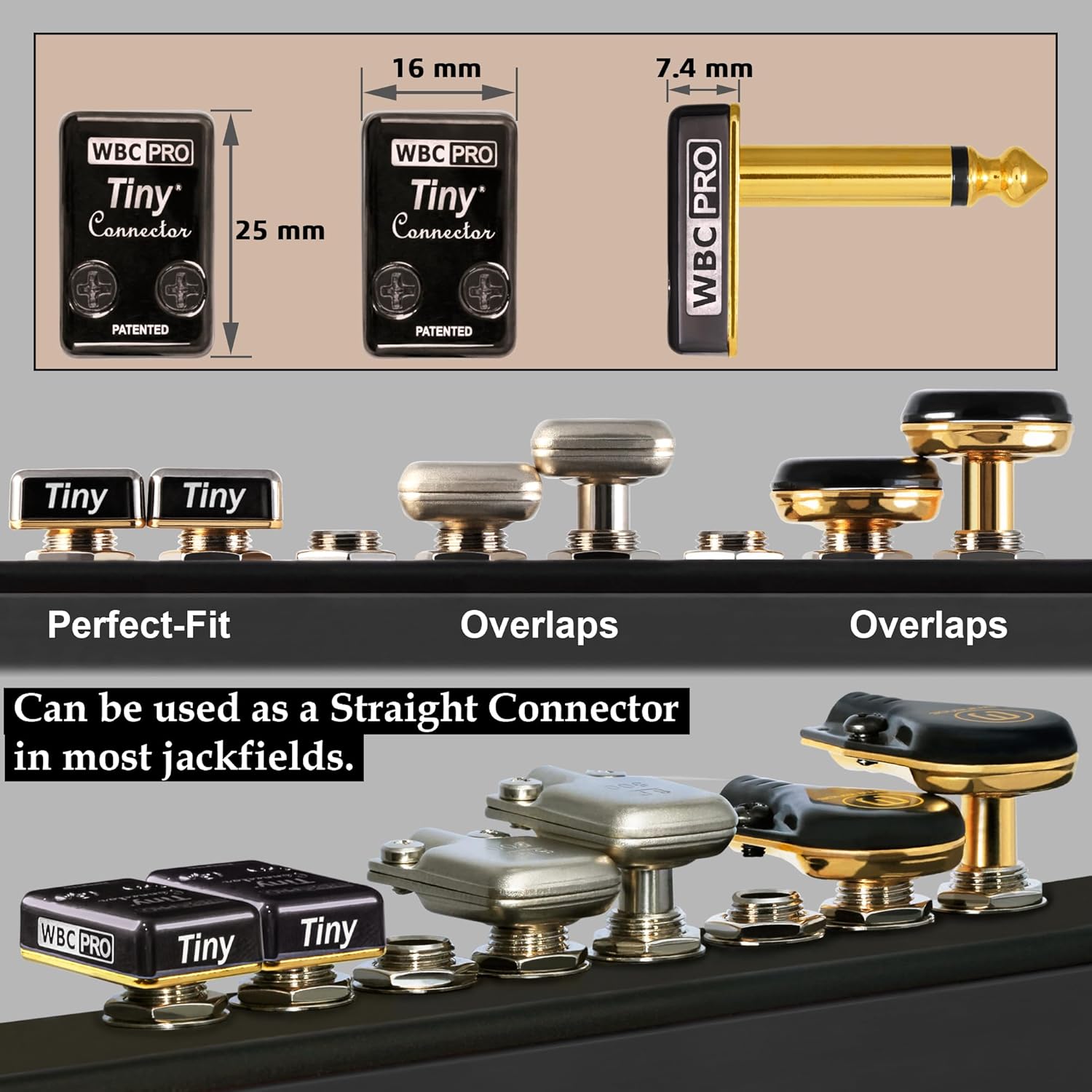 6 Units - 10 Foot - WBC-PRO-Pedal – 22 AWG - Low-Cap (18pF/ft) – Pro-Grade – Graphite-Based - Dual-Shielded Pedal, Effects, Patch, Instrument Cable with Eminence Tiny Gold Plated Angled TS Connectors