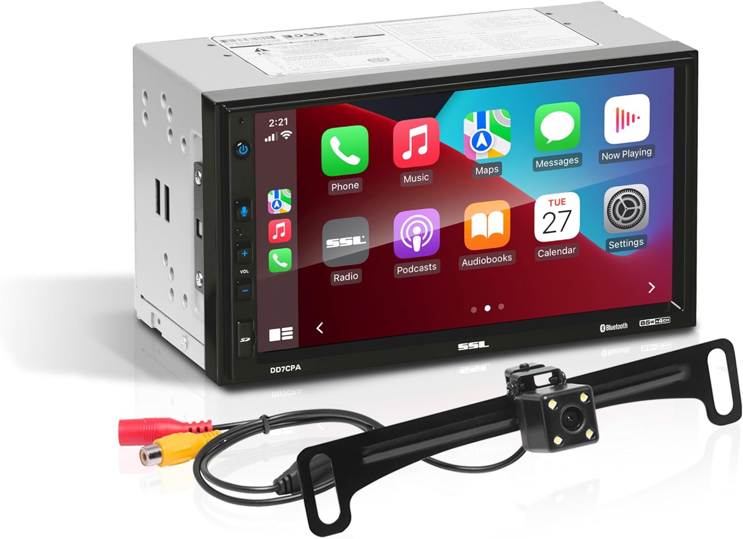 Sound Storm Laboratories DD7CPA-C Car Audio Stereo – Apple CarPlay Android Auto, Double Din 7 Inch Touchscreen, Bluetooth Audio and Hands-Free Calling, No CD DVD Player, Radio Receiver, Backup Camera