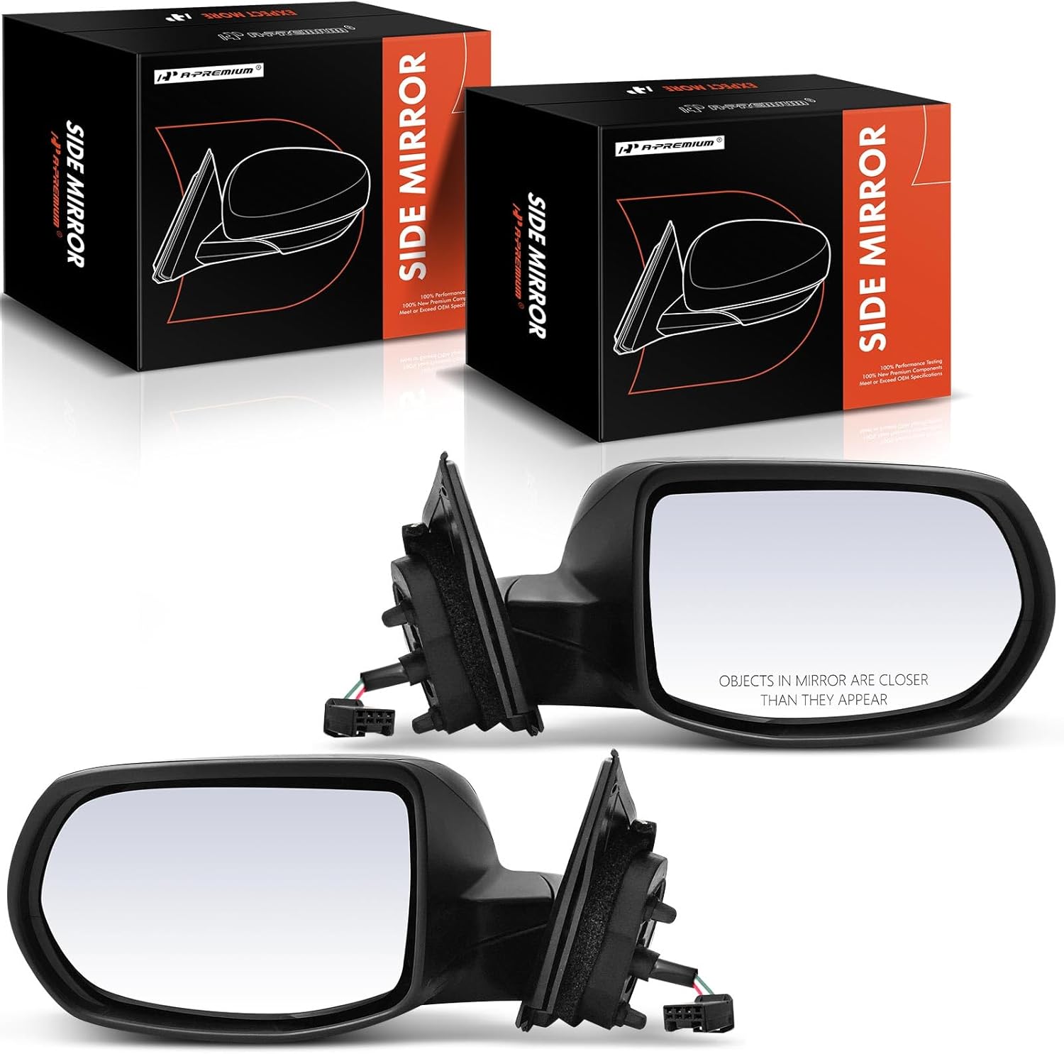 A-Premium Pair (2) Driver and Passenger Side Power Door Mirror - Compatible with Honda HR-V HRV 2016-2022 - Non-Heated Manual Folding Black Outside Rear View Mirror - Replace# 76258T7W305, 76208T7W305