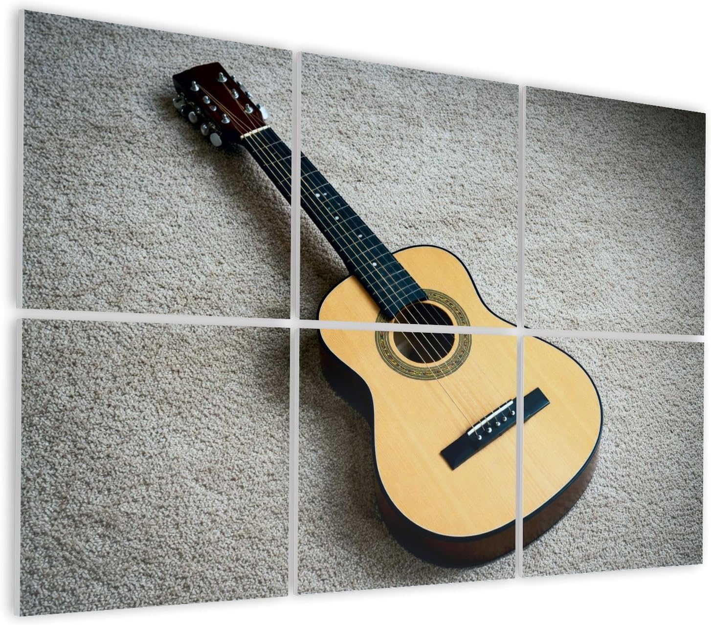 6 Pack Art Acoustic Panels Self Adhesive Acoustic Guitar Classic Wooden Finish Carpet Decorative Soundproof Wall Panels Sound Absorbing Panel 48