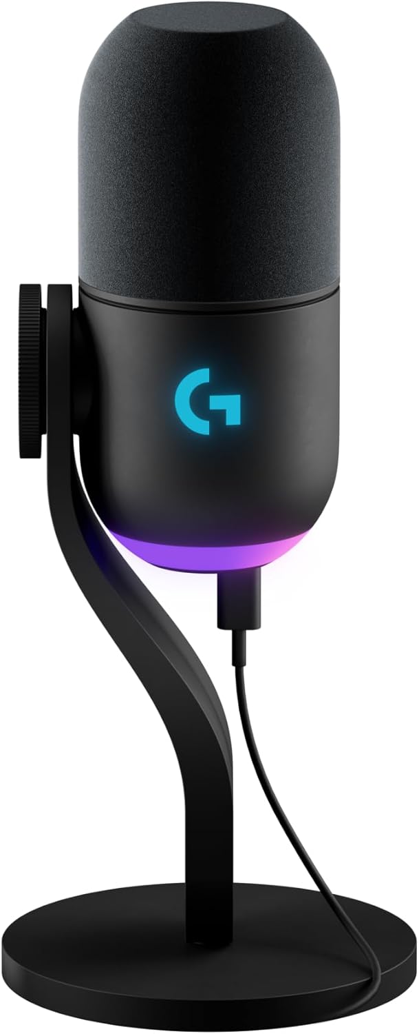 Logitech G Yeti GX Dynamic RGB Gaming Microphone, Podcast with LIGHTSYNC, Blue VO!CE, G HUB Control, Supercardioid, USB Plug and Play on PC/Mac - Black (Renewed)