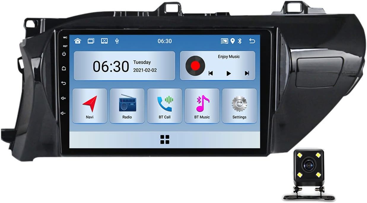 Car Stereo Compatible with Carplay/Android Auto, 9 Inch Double Din Car Stereo with Bluetooth, for Toyota Hilux 2015~2020 Touch Screen Car Radios MP5 Player with FM, Mirror Link, SWC