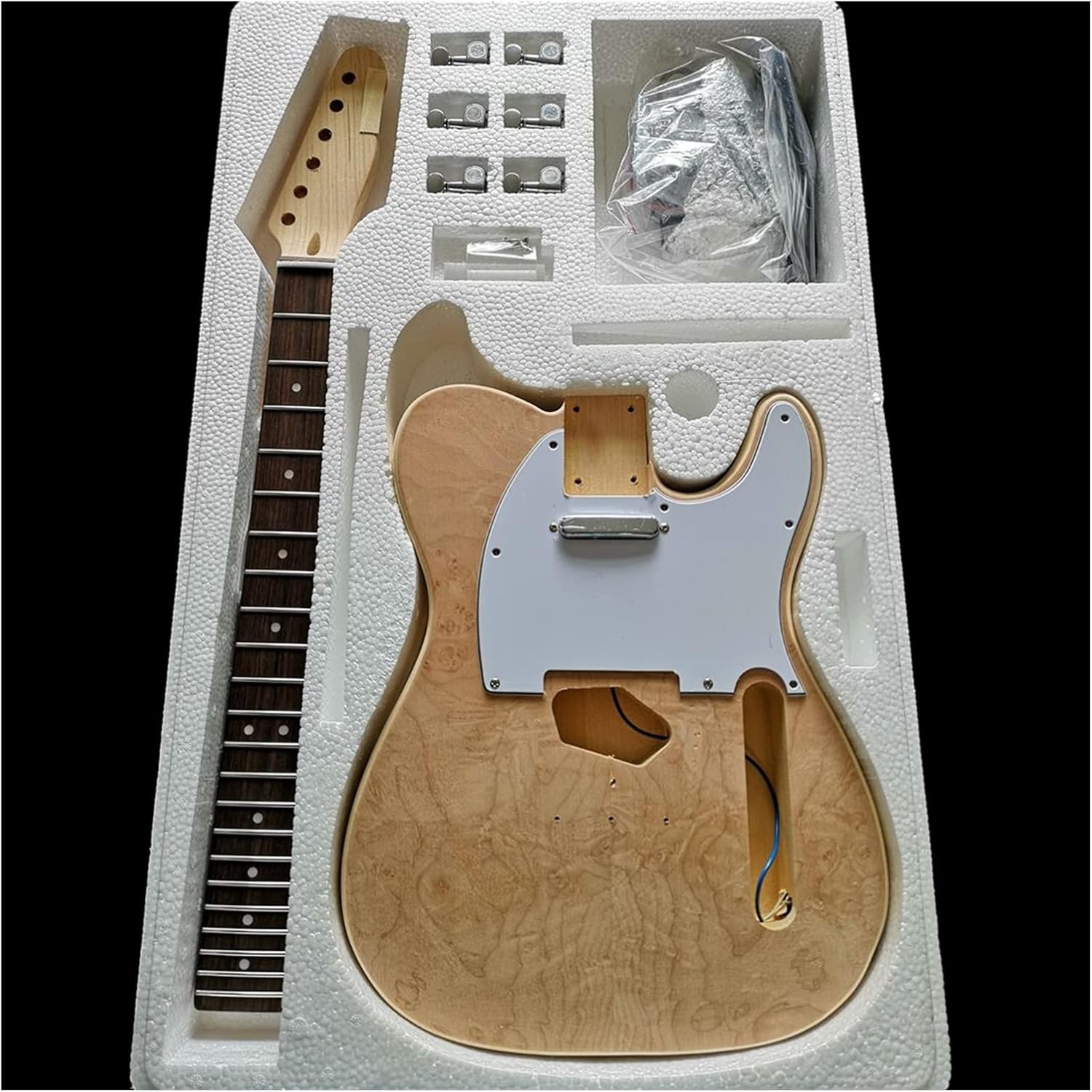 Electric Guitar Making Kit Flame Pattern Maple Electric Guitar Material Combination Accessories for Tele Unfinished Guitar Body (Color : 3)
