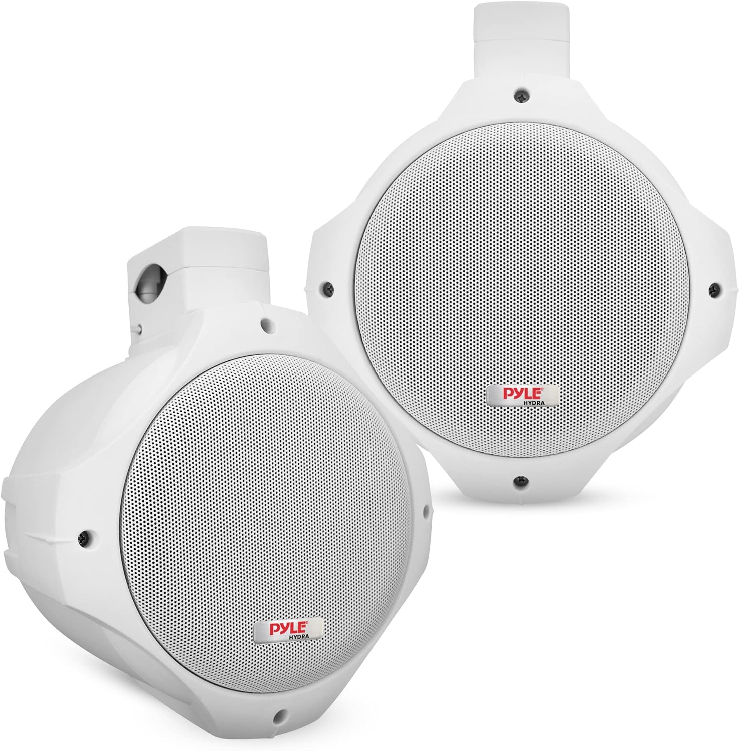 Pyle Waterproof Marine Wakeboard Tower Speakers - 6.5in Dual Subwoofer Speaker Set and 1” Tweeter with 200 Watt Power - 2-way Boat Audio Stereo System with Mounting Bracket - 1 Pair - PLMRW65 (White)