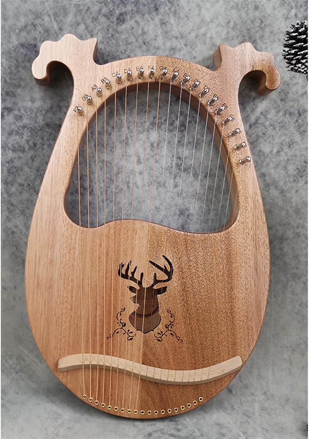 Lyre Harp Set 19-string Beginner Harp Easy To Learn Portable Small Musical Instrument Classic Wood Color With Pattern