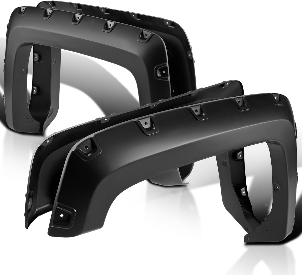 Spec-D Tuning 4PC Front + Rear Smooth Bolt On Pocket Style Fender Flares Compatible with 2014-2018 Chevy Silverado 1500 2500HD 3500HD