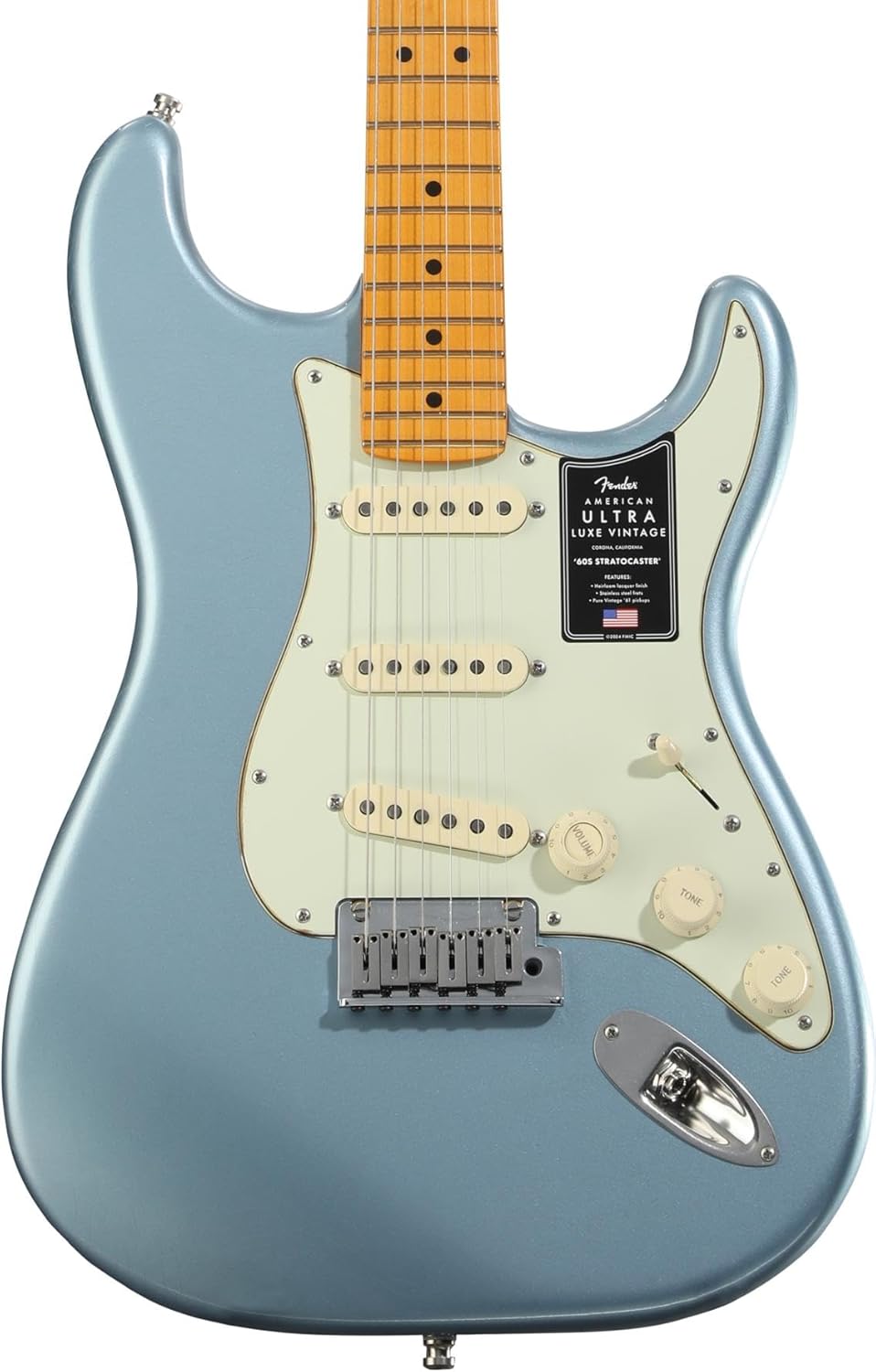 Fender American Ultra Luxe Vintage '60s Stratocaster Electric Guitar - Ice Blue Metallic, Heirloom Lacquer, Sweetwater E