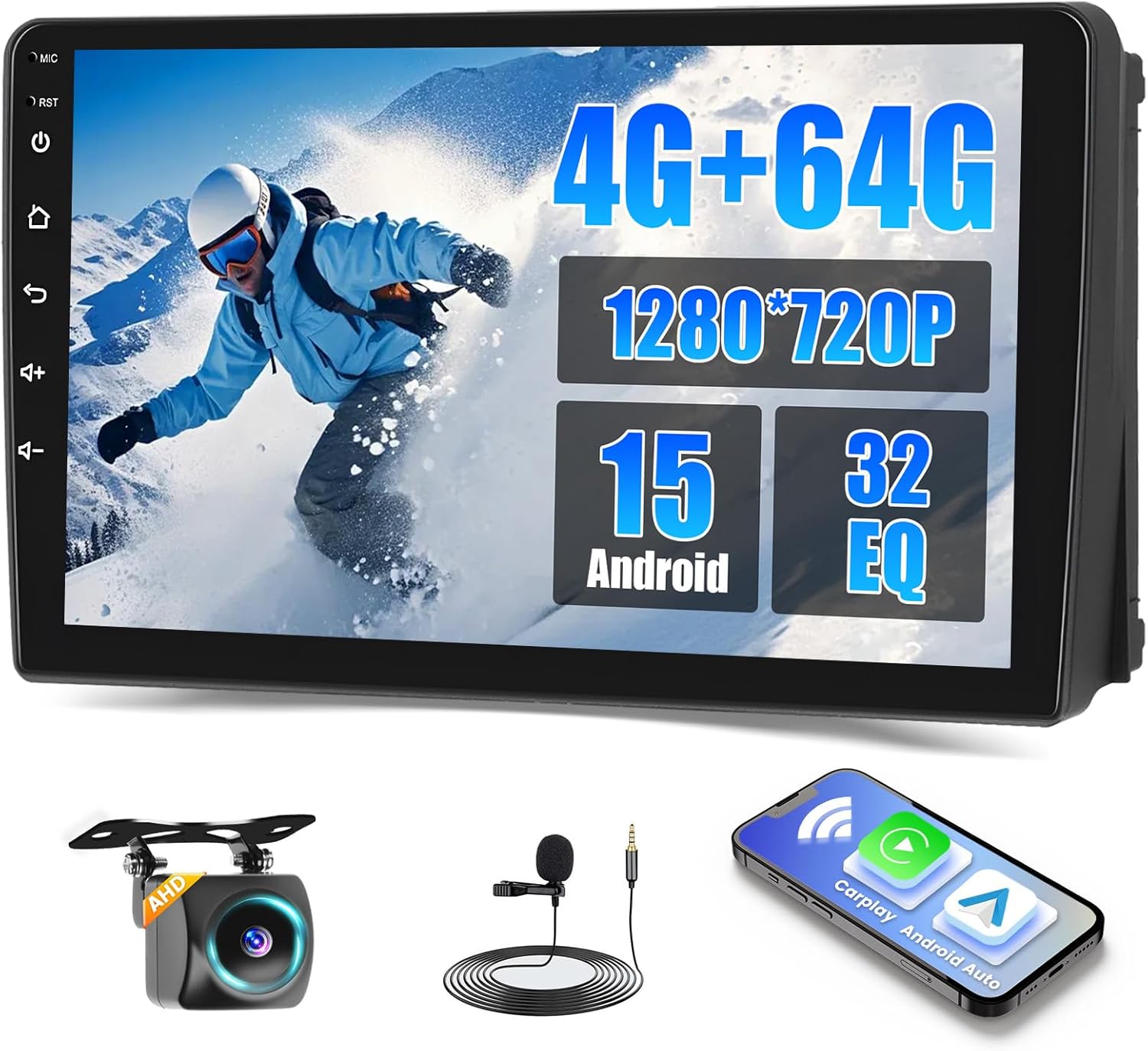 [4+64G] Android 15 Car Stereo Radio for Ford Transit 2009-2016/ Ford Focus 2005-2008 with Wireless CarPlay Android Auto, 9 Inch Touch Screen Car Radio in Dash GPS Navi WiFi Bluetooth 5.0 FM 32EQ