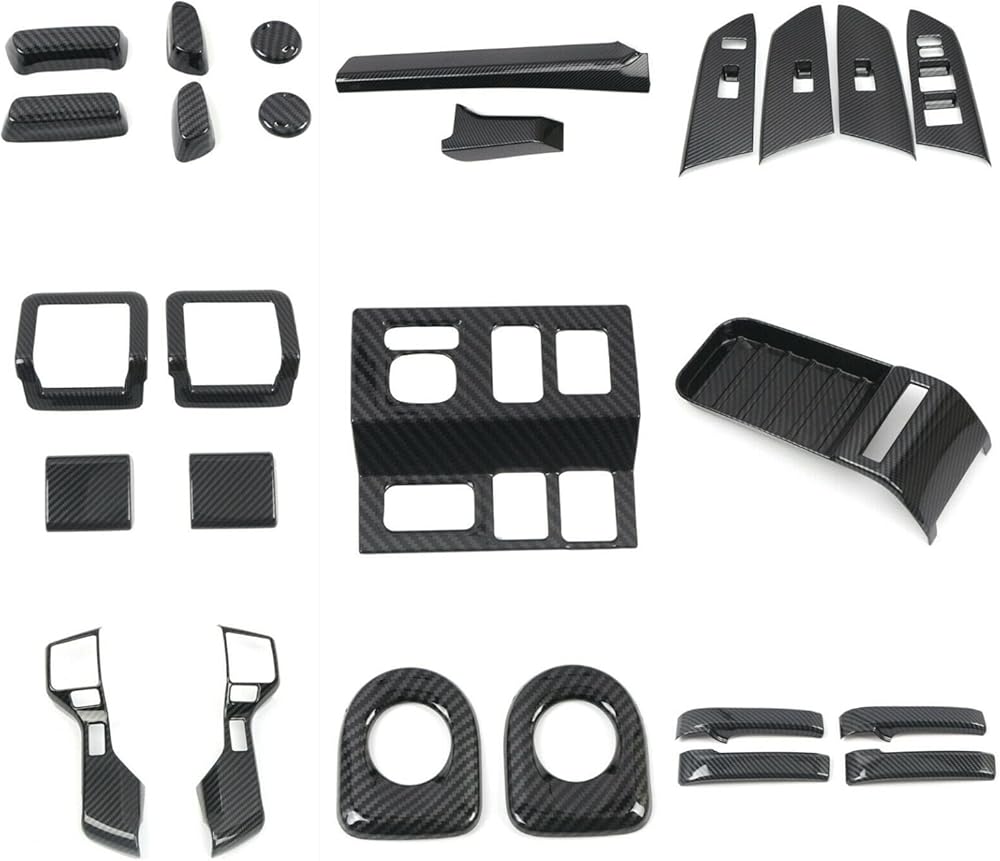 for Toyota Tundra 2014-2021 Left Hand Drive Carbon Fiber Accessories Interior Kit Cover Trims 26pcs Car Accessories(Not fit for Toyota Tundra Crewmax, Double Cab 2014-2021)