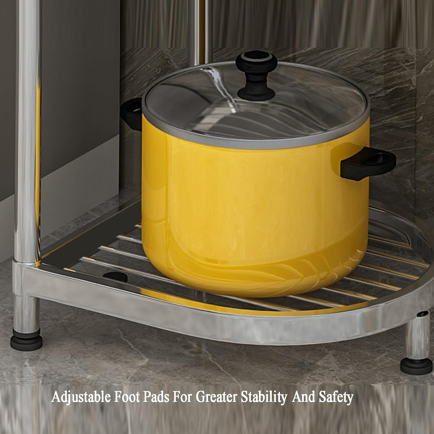 2/3/4 Tier Storage Rack, Adjustable Storage Rack, 2/3/4 Tier Corner Stainless Steel Rack for Entryway, Living Room, Narrow Space, Pantry, Bathroom(37 X 37 X 63cm) ()