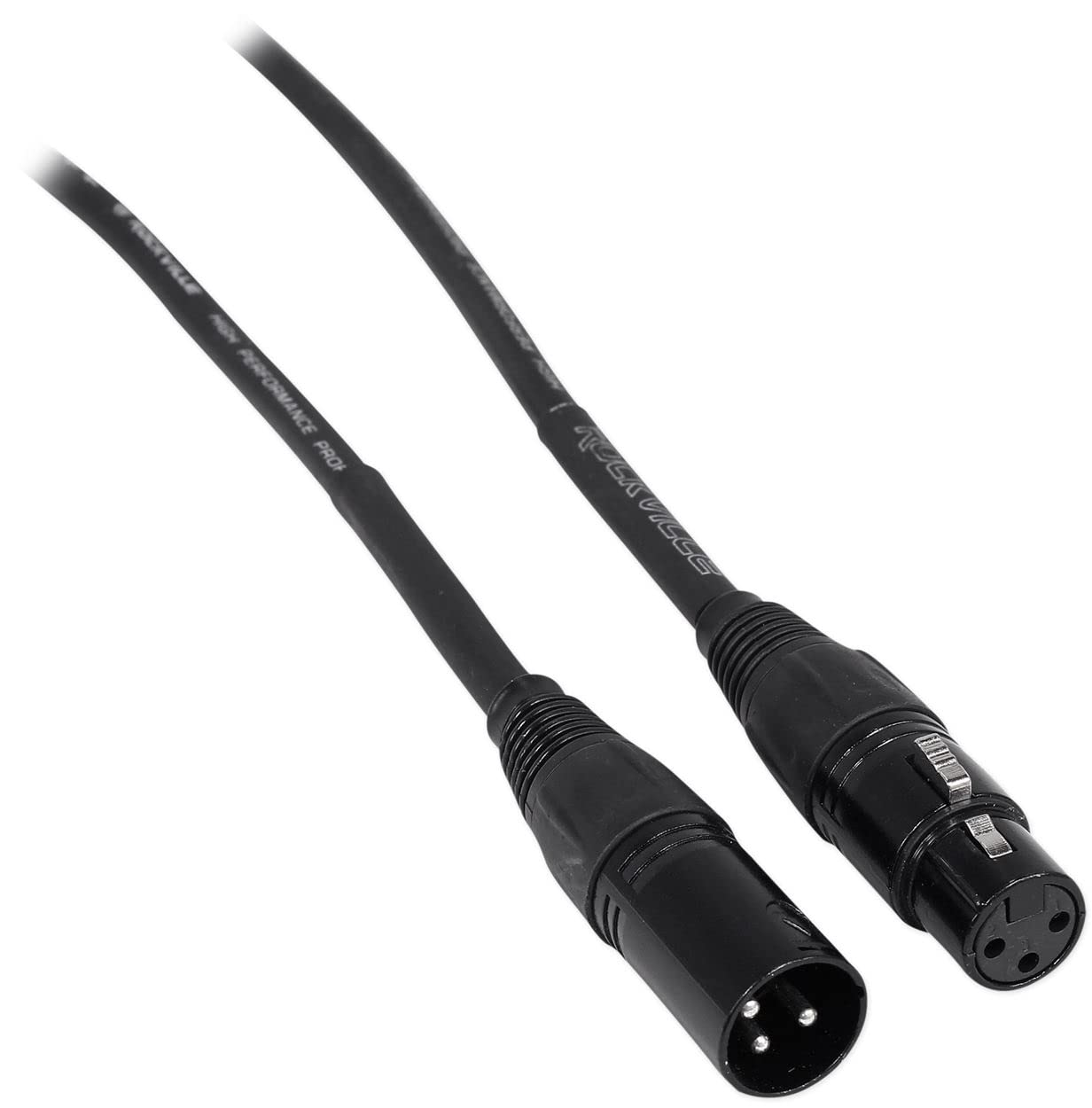 Rockville RCXFM10P-B 10 ft Black Female to Male REAN XLR Microphone Cables, 100% OFC Copper Conductors, 90% Shielded for EMI/RFI Rejection, Nickel Plated Connectors, 16-Piece