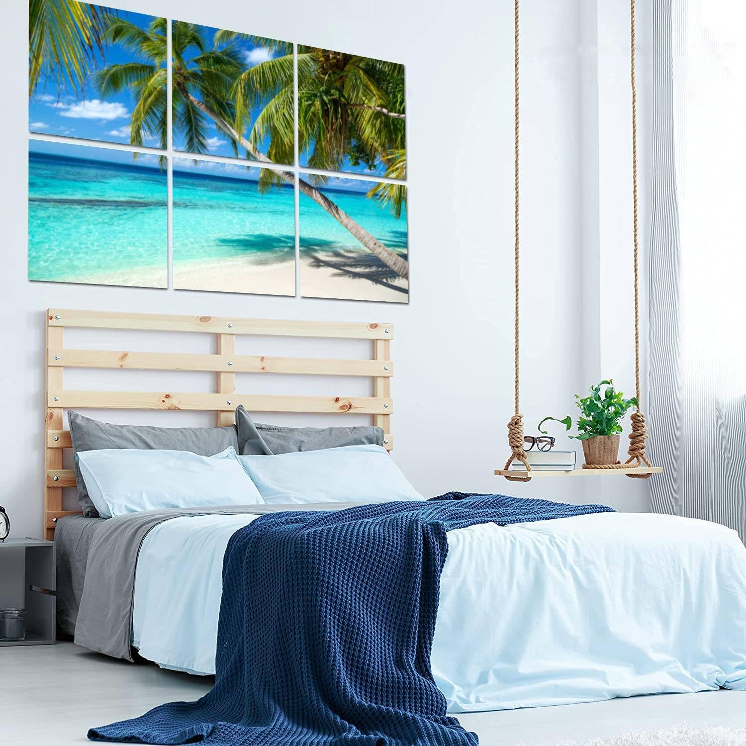 6 Pack Art Acoustic Panels Tropical beach Soundproof Wall Panels, 48