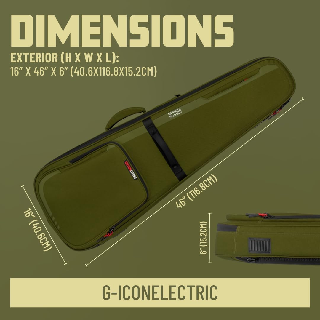 Gator Cases ICON Series Premium Weather Resistant Gig Bag for Electric Guitars with TSA Luggage Lock-Friendly Zipper Pulls; Green(G-ICONELECTRIC-GRN)