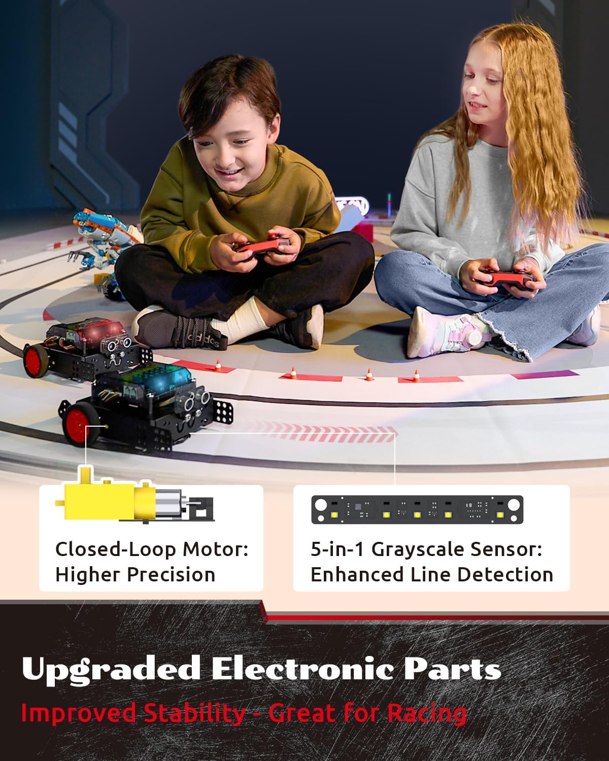 WhalesBot Rocky Smart Robot Car Coding & Remote Control Kit for Kids 8-16, STEM, Modular/Scratch/Python/C Programming, Educational Engineering Science Toy Set