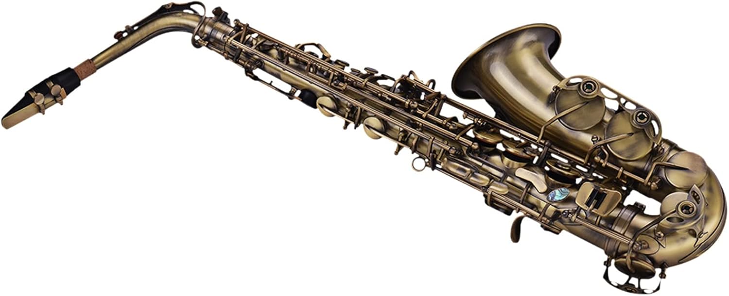 Saxophone Set High Grade Antique Finish EB E-Flat Alto Saxophone Sax Shell Key Carve Pattern Woodwind Instrument with Padded Carry Saxophones Student