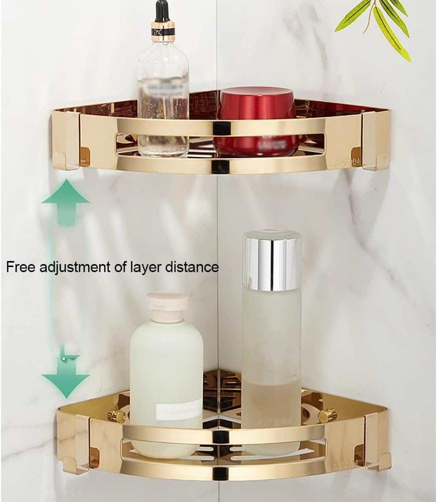 Corner Shelf Wall Mount, Floating Shelves for Storage and Display, Corner Shower Caddy Organizer Shelf (Color : Gold, Size : 3 Layer)