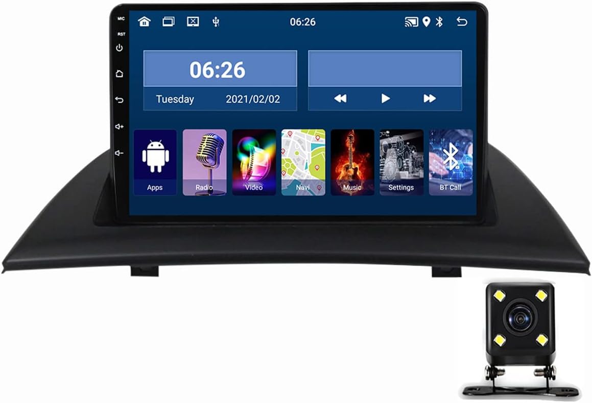 Double Din Car Stereo Receiver, 9In Touch Screen Car Radio Bluetooth Car Audio for BMW X3 E83 2004-2012 with Backup Camera Support WiFi/USB/FM/SWC/Carplay/Android Auto