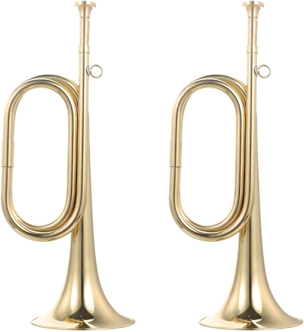 Milisten 2pcs Trumpet Bugle for School Band Style Copper Bugle for Beginners Music Instrument for Ages