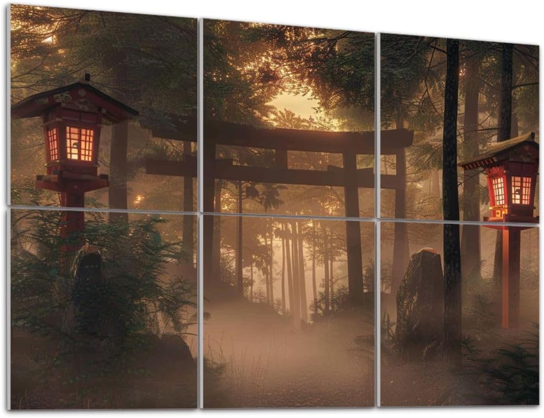Art Acoustic Panels Self Adhesive 3d rendering an old japanese shrine gate stone 6 Packs Decorative Soundproof Wall Panels Large Sound Absorbing Panels for Home Office 48
