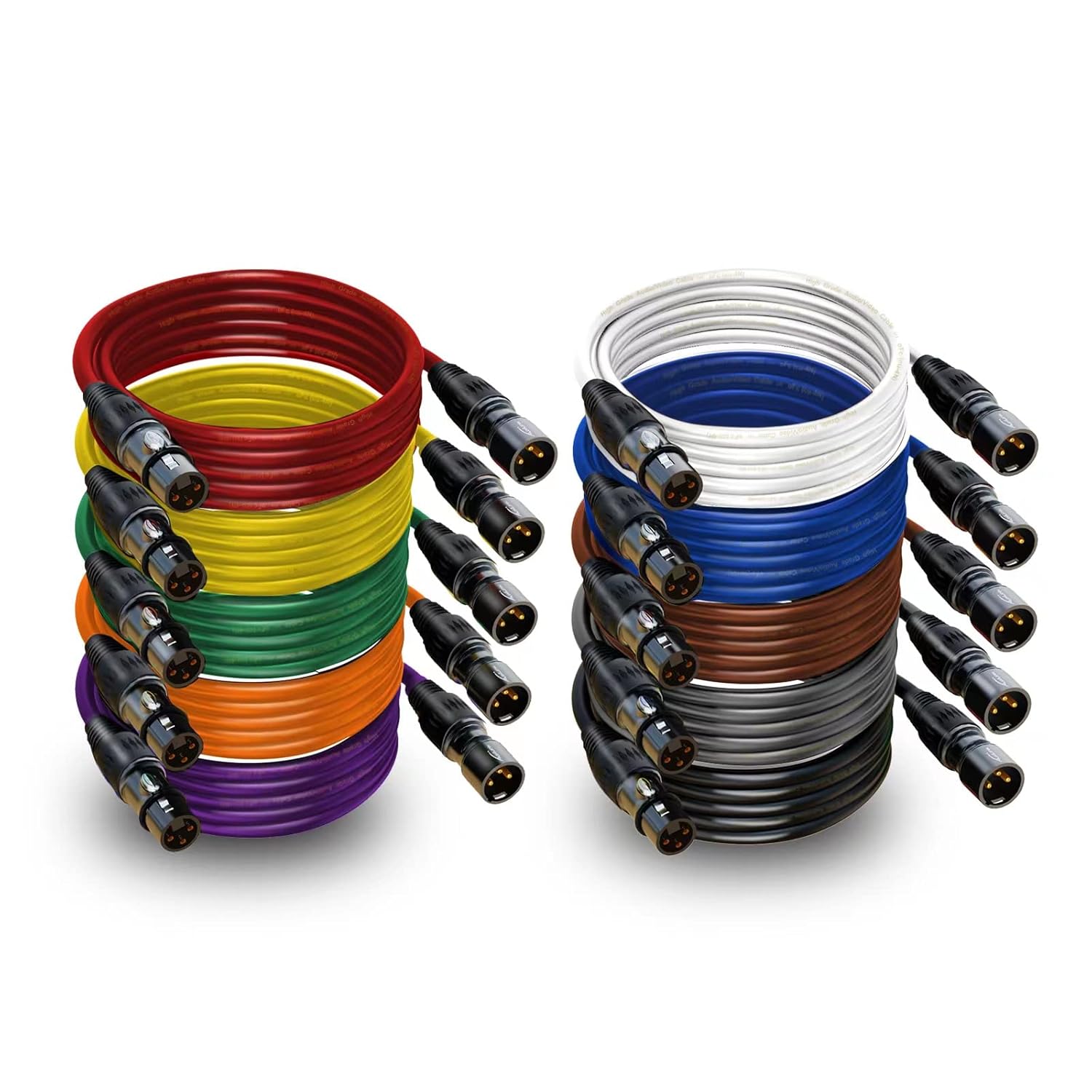 XLR Cables 25ft 2pack and Color Coding XLR Cables 25ft 6packs PVC Jacket Microphone Cables