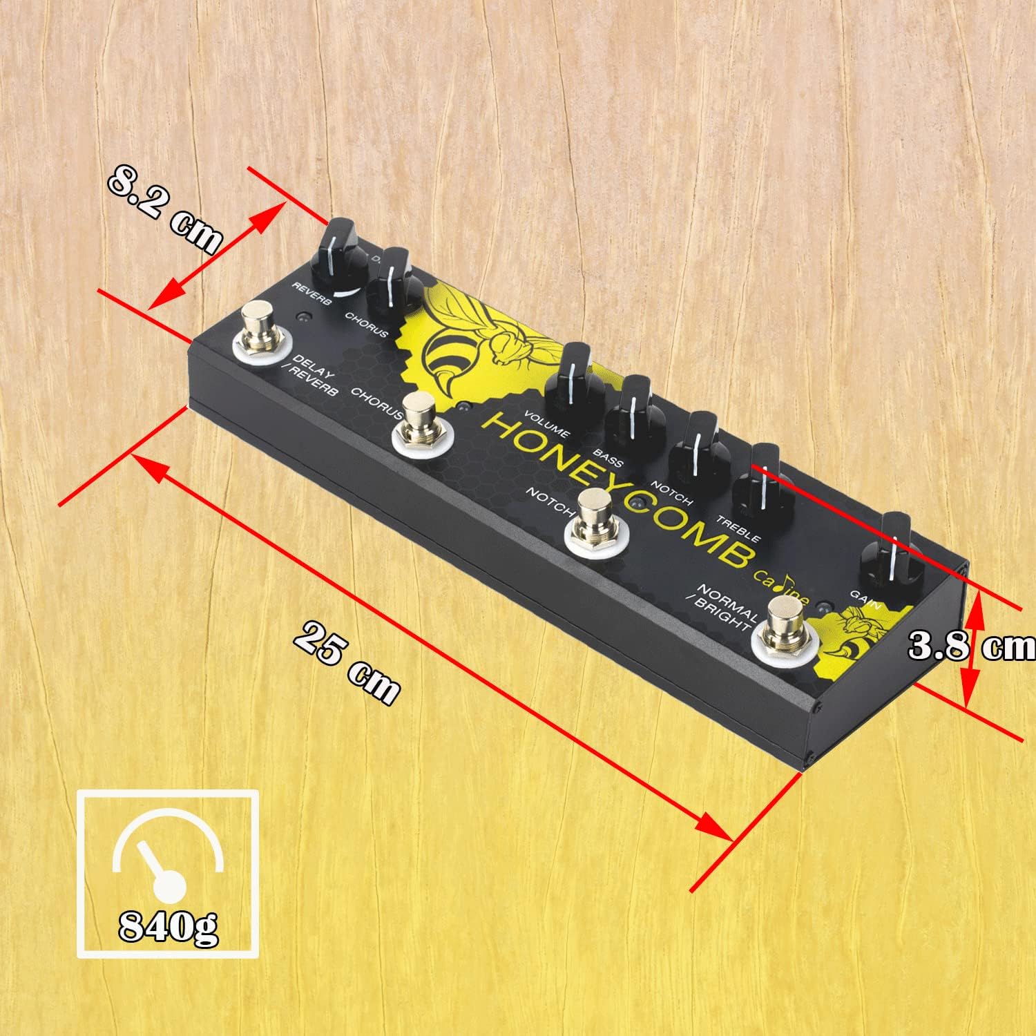 Caline Acoustic Guitar Multi Effects Pedal with Delay Chorus Reverb EQ AUX DI and Booster