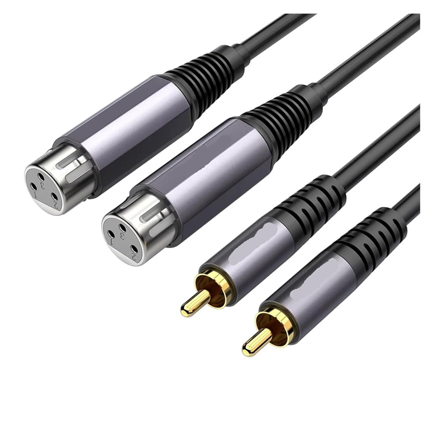 2 XLR Female to R/CA Male Cable HiFi Stereo Microphone Amplifier Mixer Patch(3m)