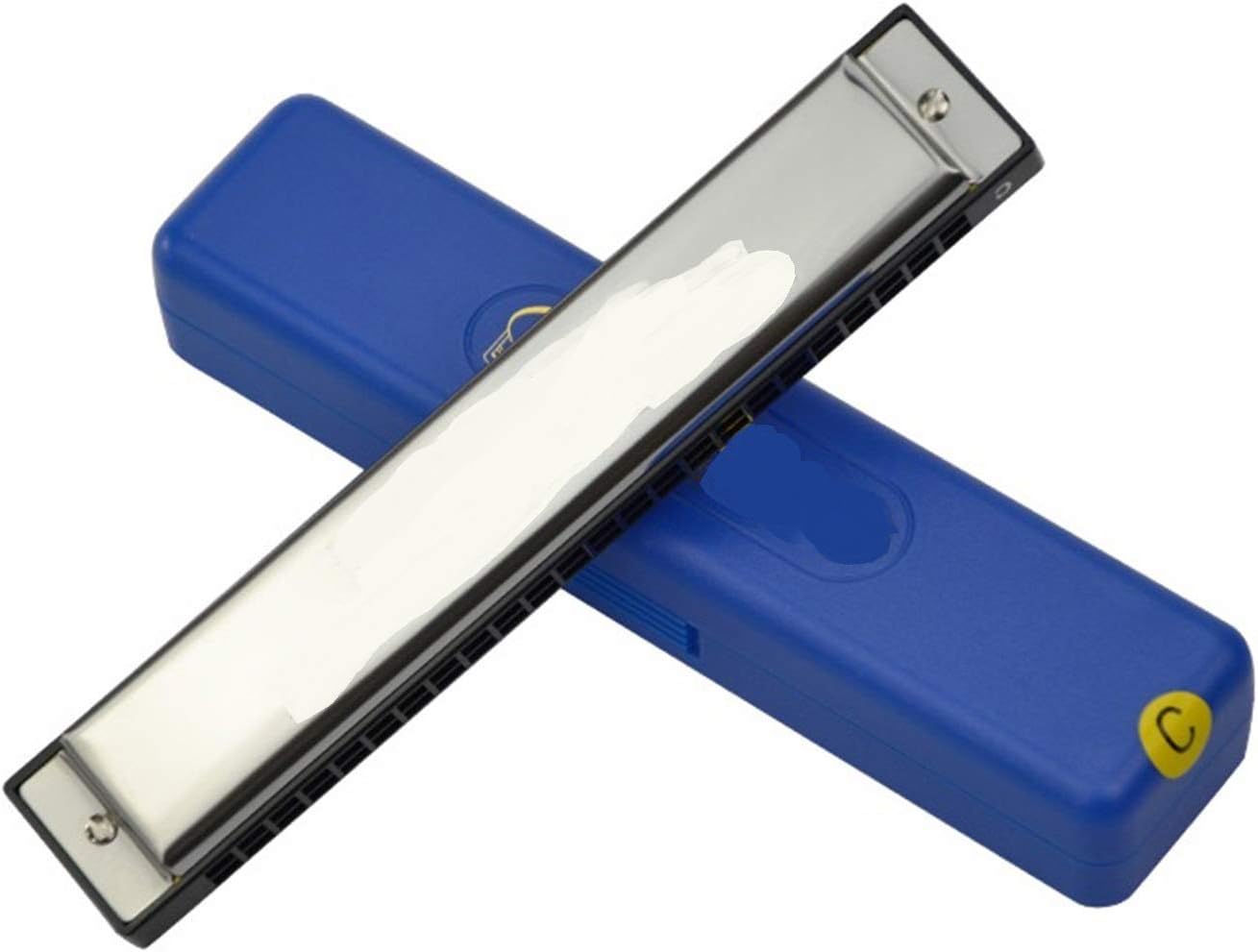 SUOFEILAIMU Tremolo Harmonica 24 Hole 48 Tone Mouth Organ Instrumentos Wood Wind Tremolo Key C Musical Instruments Beginner (Color : Silver)