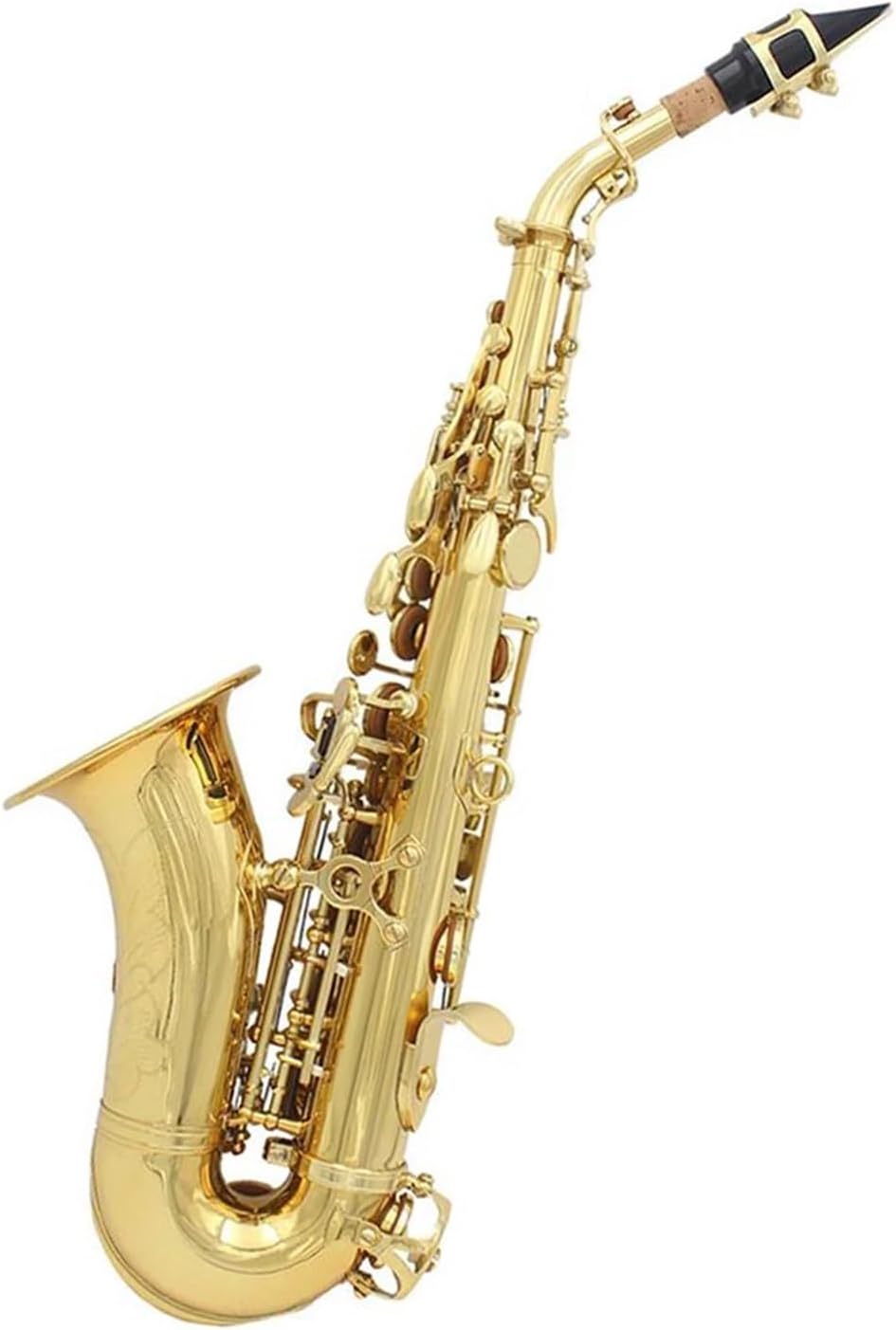 Treble Saxophone Brass Golden Carve Pattern Sax Buttons Mouthpiece Reeds Neck Wind Instrument Accessories (Color : Gold Silver)