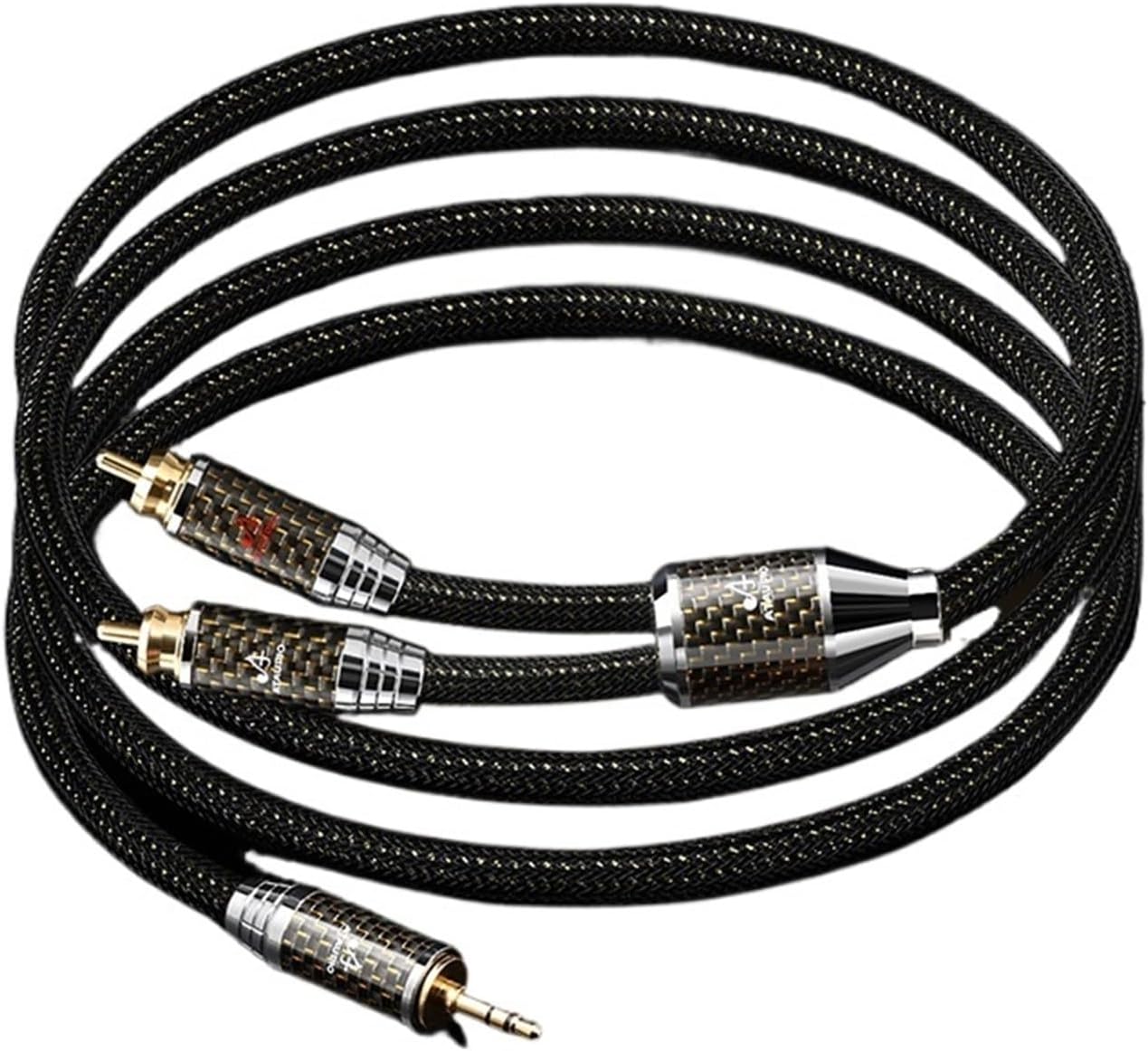 Audio Cable 3.5 to 2RCA Cord OCC Gold-plated Core 3.5mm to Dual RCA Male Jack Cable for HiFi Systems Amplifier(2m)