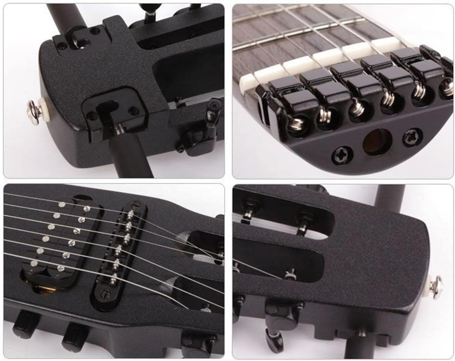 VENEKA Headless Electric Guitar Left and Right Hand Folding Mute Guitar Beginners Entry Portable Travel Headless Electric Guitar (Color : 02)