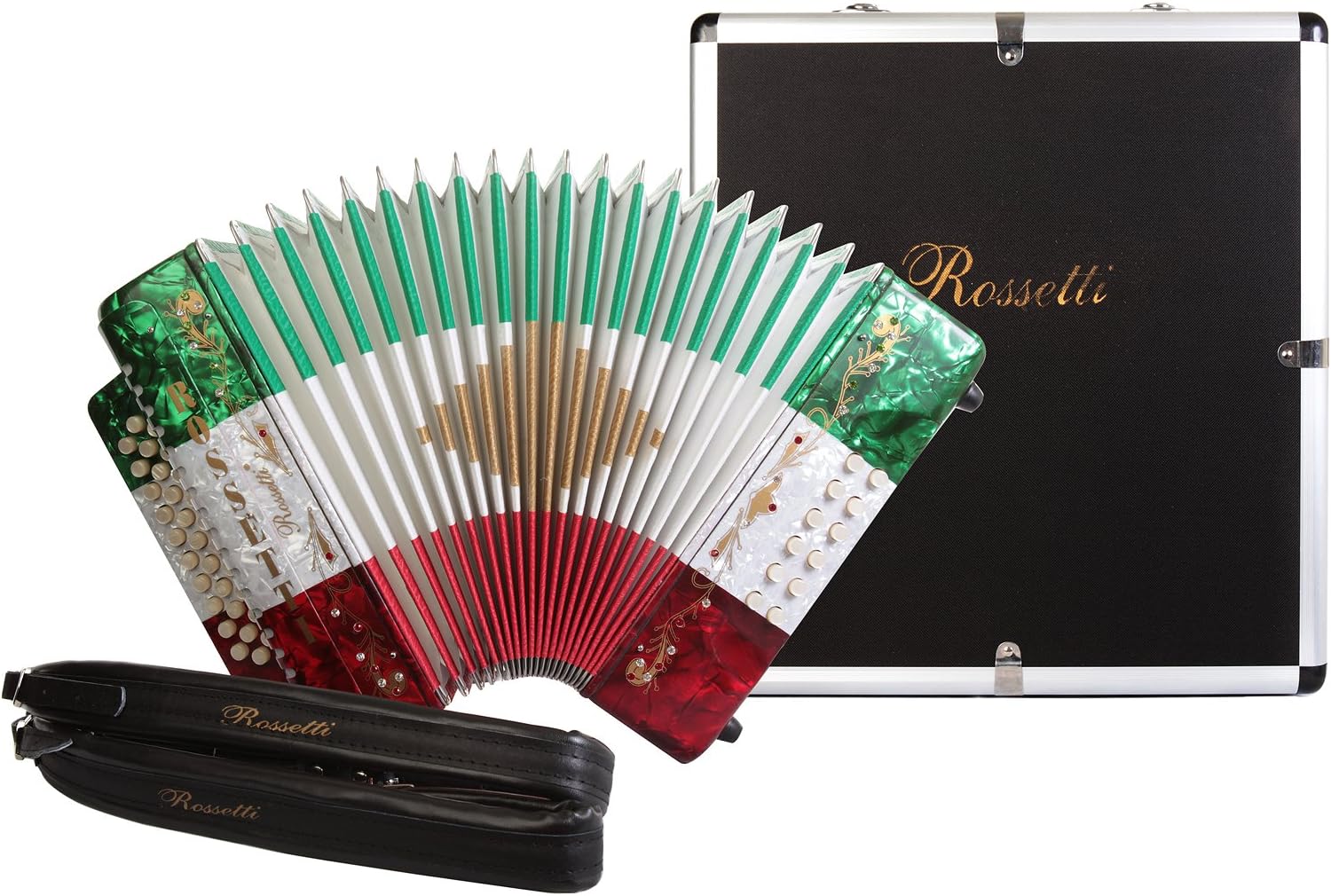 Rossetti 31 Button Accordion 12 Bass GCF Mexican Flag