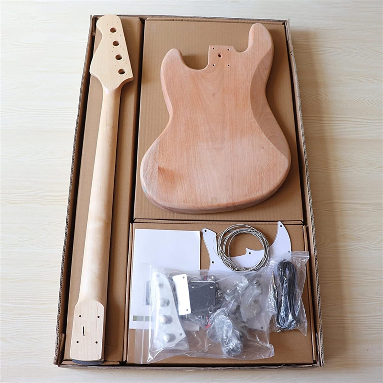 Guitar Kit Guitar Neck 21 Frets Electric Bass Guitar Body with All Accessories Bass Unfinished Project DIY Guitar Parts DIY Guitar Kit