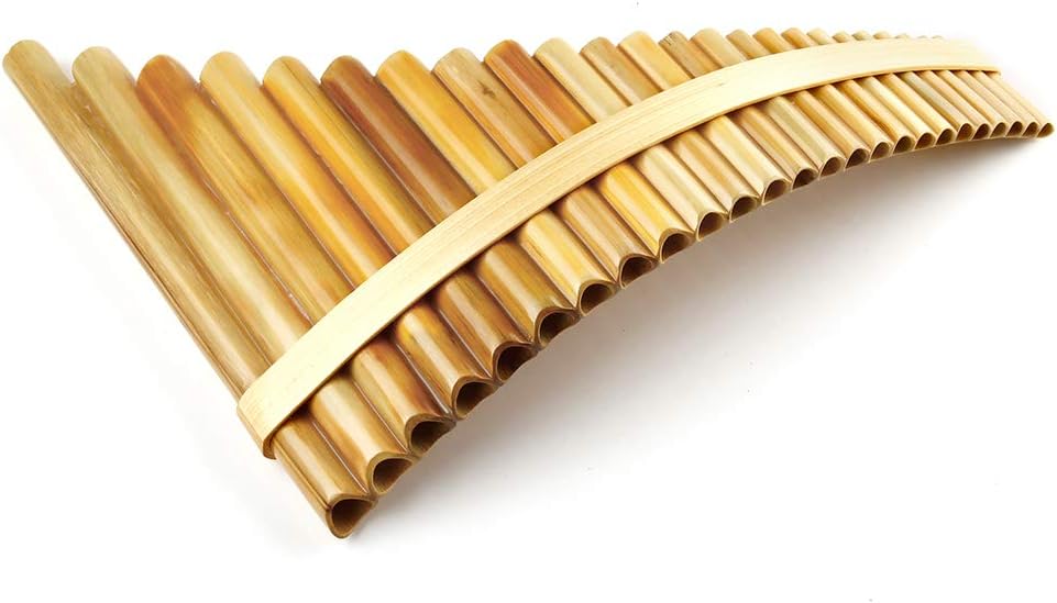 Upscale Romanian Folk Instrument Natural Reed Pan Flute Panpipes G Key Wind Pan flute Flauta Handmade (25 Pipes Left Hand, Wood)