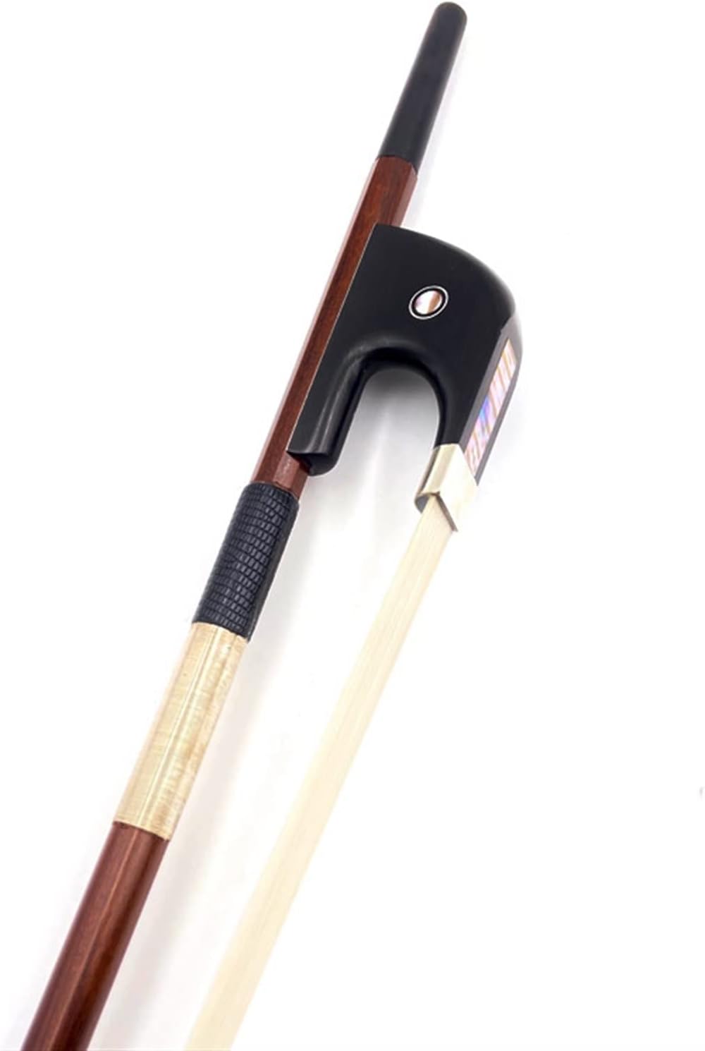 TSTS Pernambuco Carbon Fiber Upright Double Bass Bow 3/4,Silver Mound,White Horsehair Horsetail Full Size Violin Bow