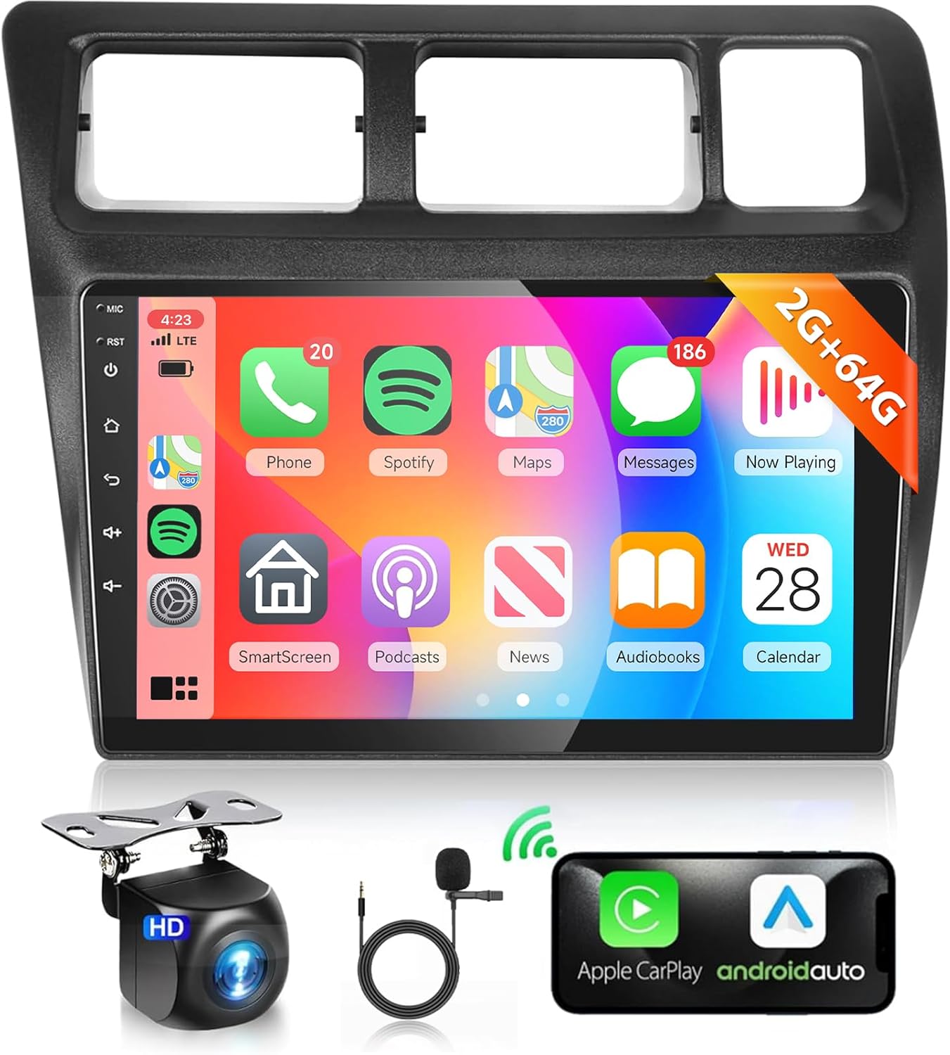 2G+64G 【16EQ】 Radio for Toyota Corolla 1991-1997 Manual A/C Car Stereo with 9'' HD IPS Touch Screen Wireless Carplay Android Auto MirrorLink GPS WiFi 28UI Bluetooth RDS FM Radio Backup Camera